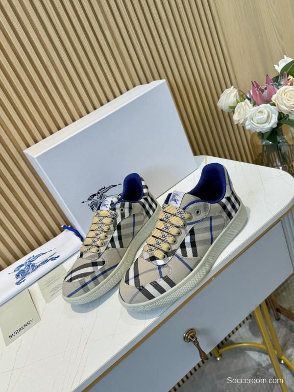 2024 Men Burberry Beige Black Cotton Casual Shoes MJ00320