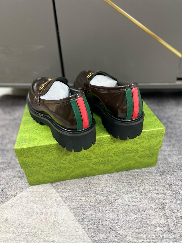 2024 Women Gucci Black Calf Leather Loafers MJ00300