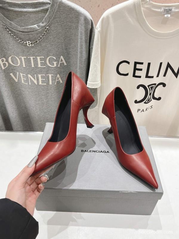 2025 Women Balenciaga Brown Leather High Heels