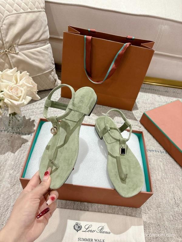 2025 Women LP Light Green Suede Sandals LY00360