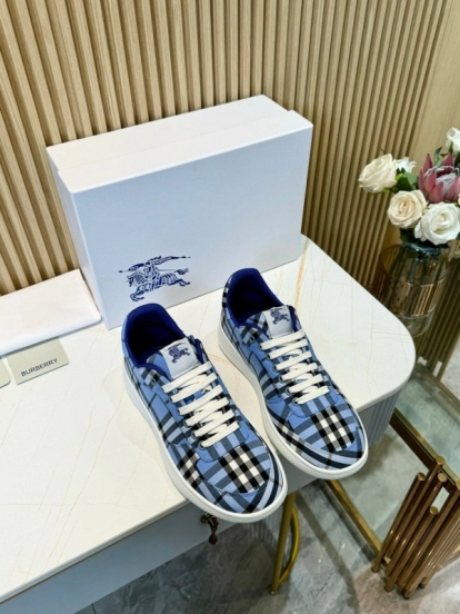 2024 Men Burberry Blue Black White Cotton Casual Shoes MJ00320