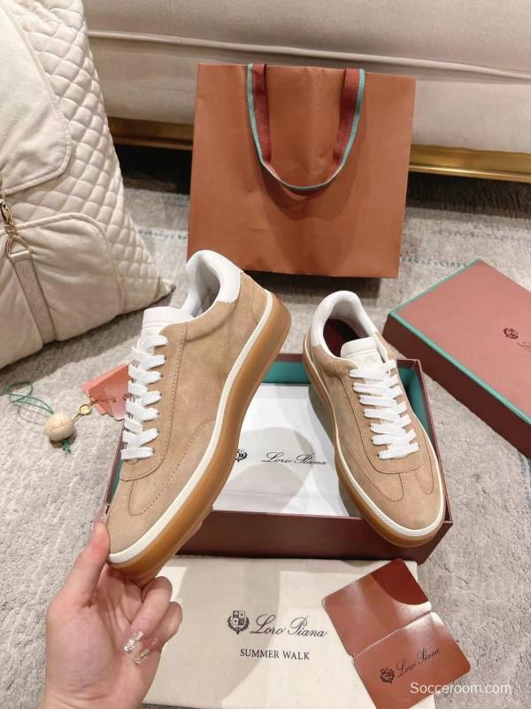 2025 Unisex Le Parmentier Beige White Soft Leather Sneakers Top Version LY00320(F)/LY00330(M)