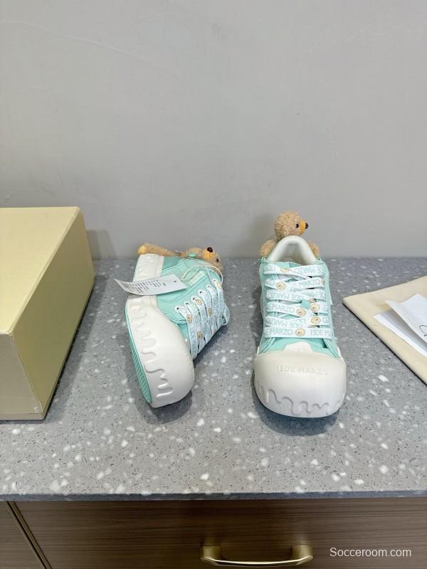 2025 Women 13DE MARZO Light Blue White Canvas Leather Casual Shoe KFY00280