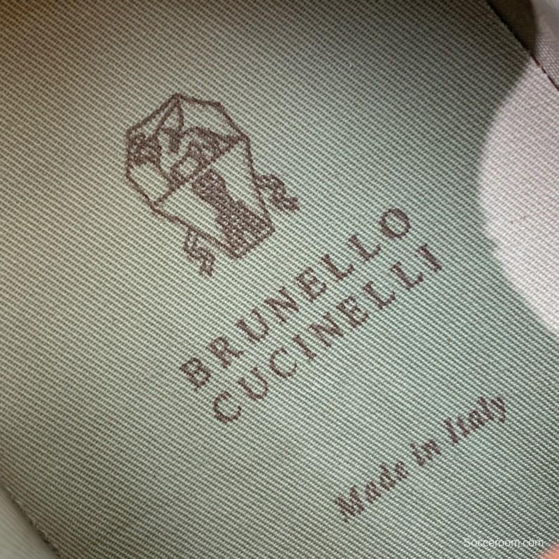 2025 Unisex Brunello Cucinelli Grey Brown White Suede Fabric Sneakers LY