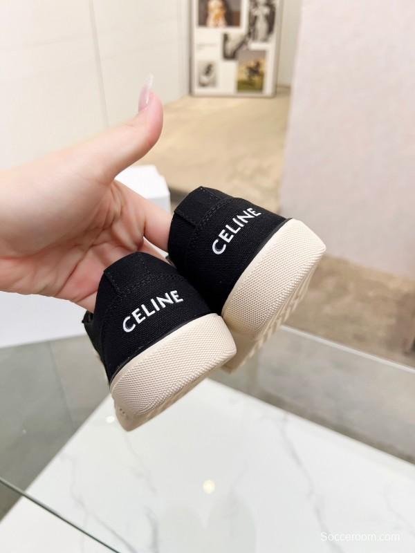 2025 Women Celine Black Canvas Sneakers LY00210