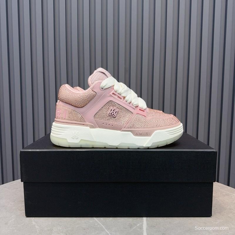 2024 Women Amiri pink mesh leather sneakers MJ00410