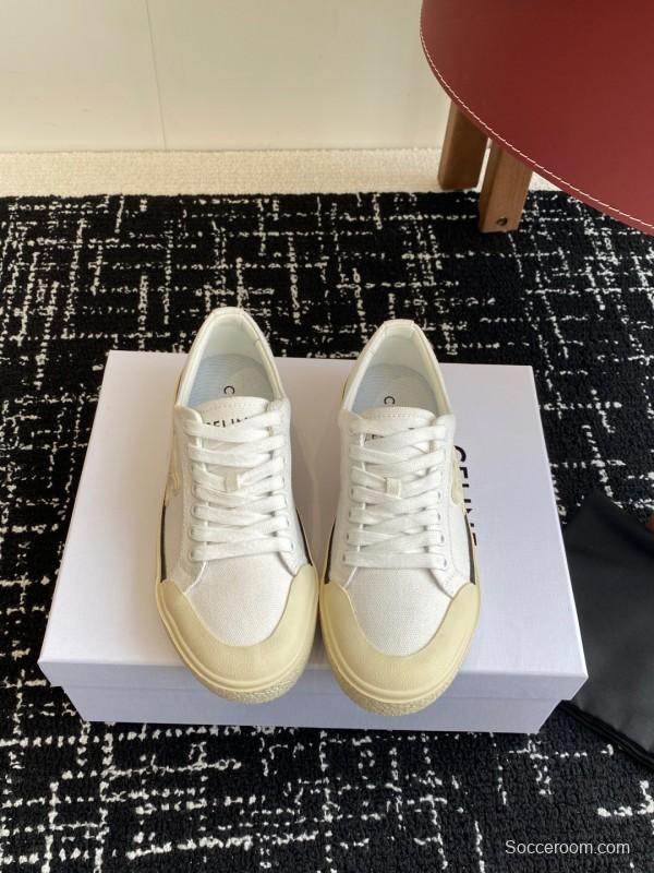 2025 Women Celine White Canvas Sneakers CR-03