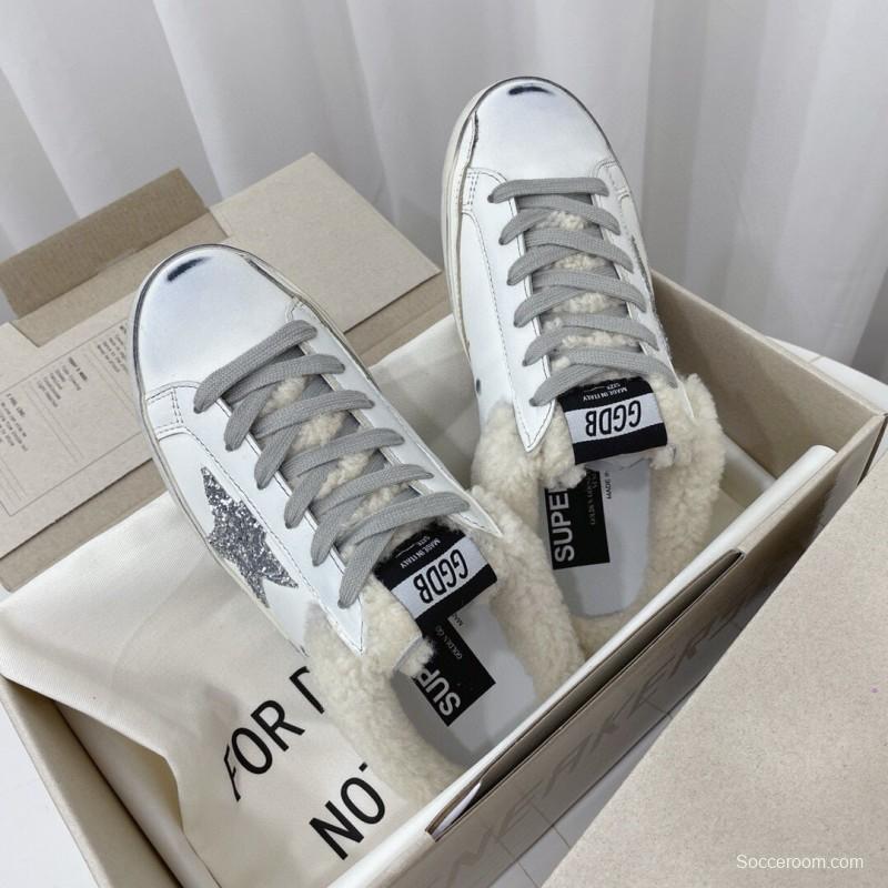 2024 Slippers GGDB White Grey Shearling Slippers MJ00280