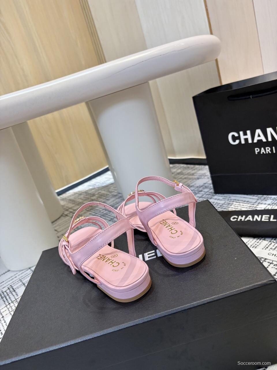 2025 Women Chanel Pink Lambskin Sandals LY00270