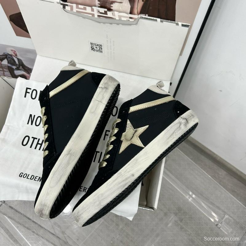 2024 Unisex GGDB Black Gold Leather Suede High Top Sneakers MJ00300