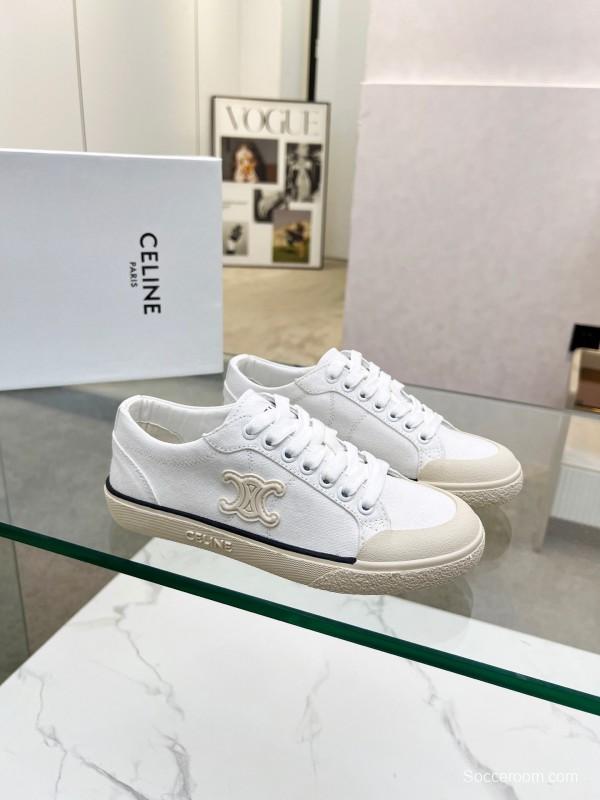 2025 Women Celine White Canvas Sneakers LY00210