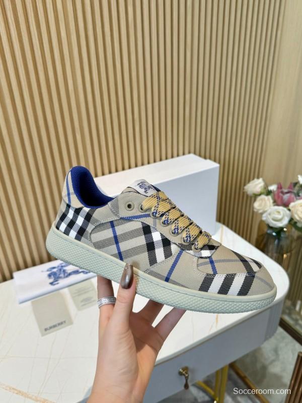 2024 Men Burberry Beige Black Cotton Casual Shoes MJ00320