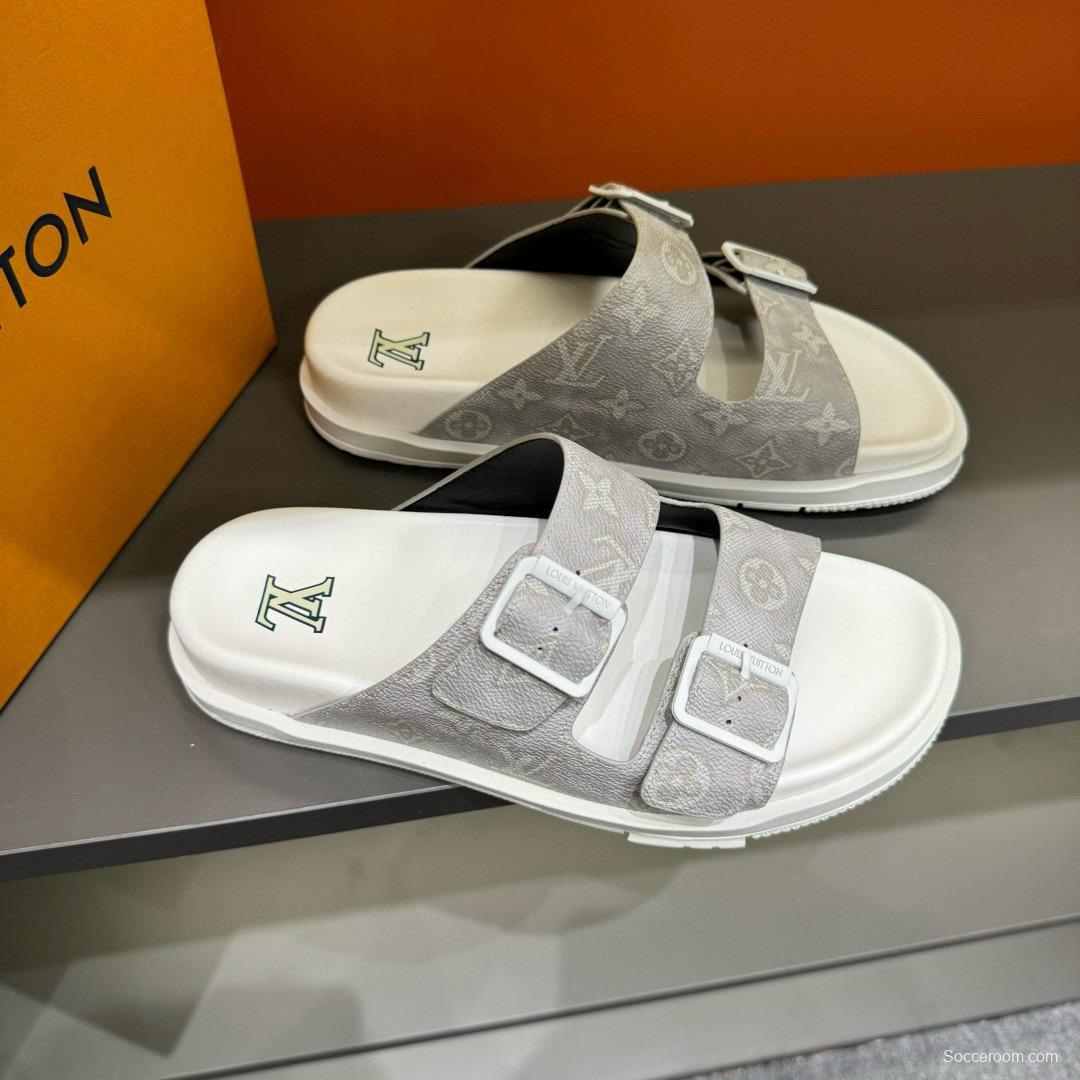 2024 Slippers Louis Vuitton White Canvas Slippers