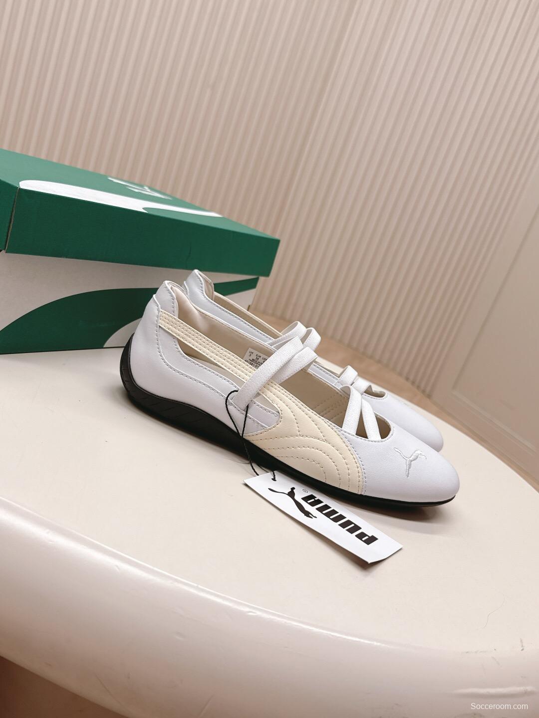2025 Women PUMA White Leather Ballet Style Shoes