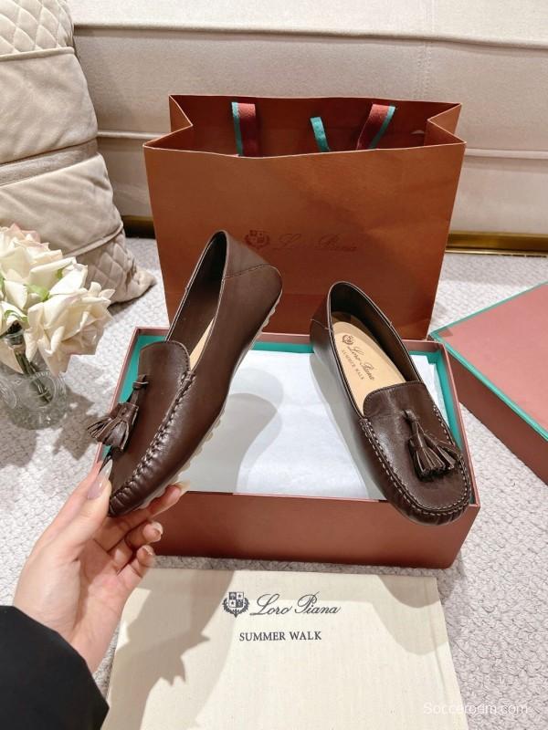 2025 Women LP Brown Leather Loafer Tassel LY00291