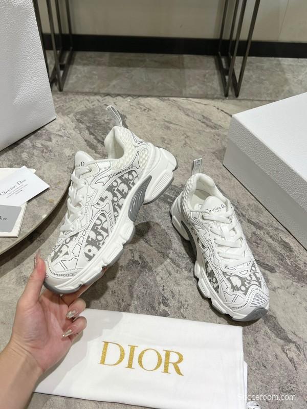 2025 Women Dior White Mesh Leather Sneakers KFY00370
