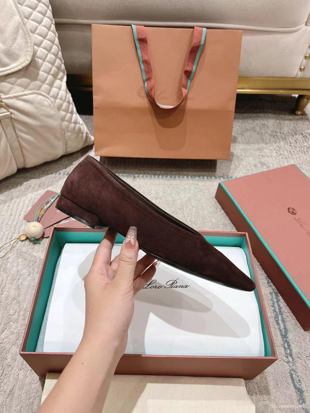 2025 Women LP Brown Suede Ballet Flat LY00320