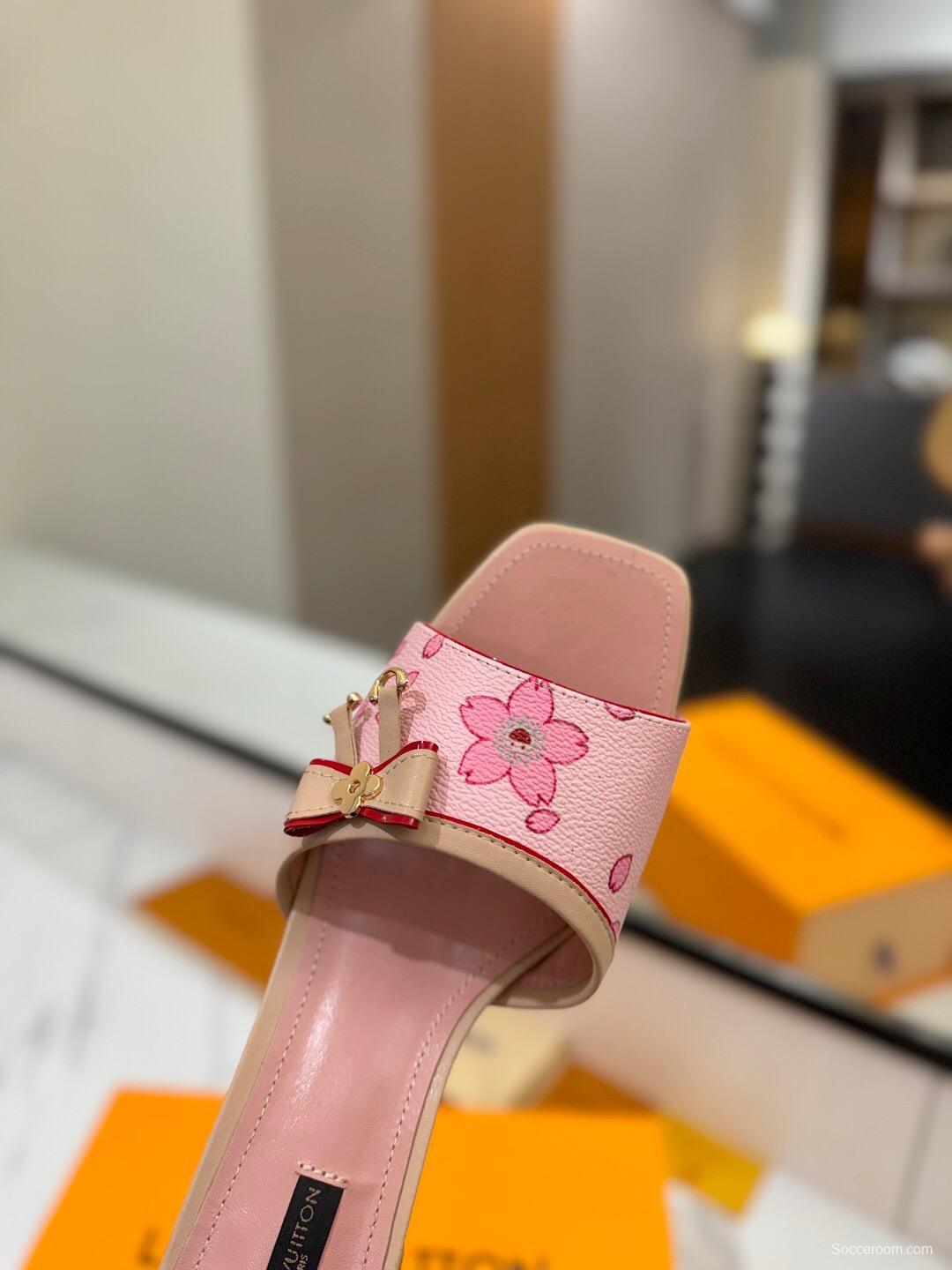 2025 Women Louis Vuitton Pink Leather Mules KFY00310