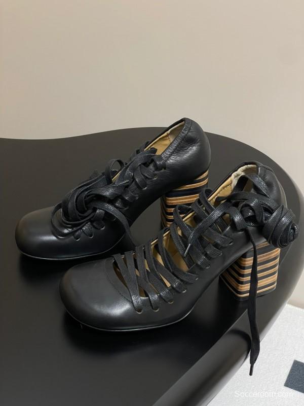 Lemaire 2025 SS Spring Collection Ballet Flats Derby Shoes with Laces Flat Heel and High Heel - KFY00310