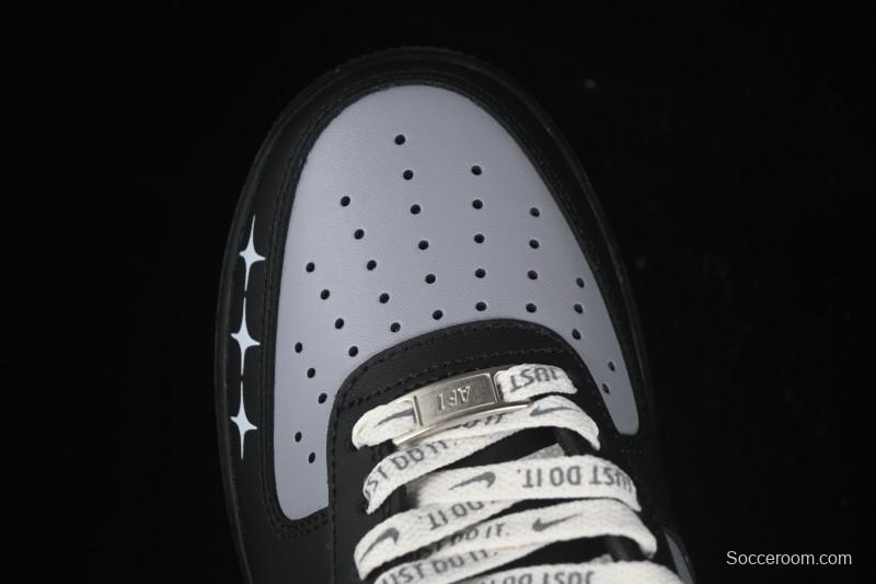 Nike Air Force 1 '07 Low Black Silver Court Low-Top Casual Sneakers - ZH0316-085