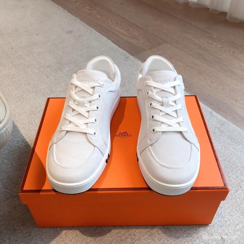 2025 Unisex H White Leather Sneakers Classic Construction AS00380