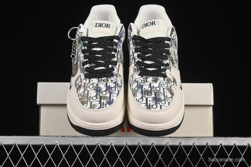 Nike Air Force 1 '07 Low Dior Collaboration Gray Floral Low-Top Casual Sneakers - DF0188-064