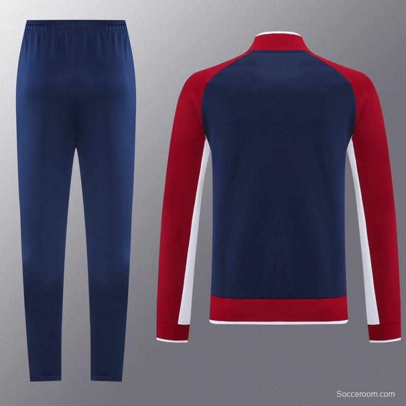 2025 Nike Navy/Red Full Hoodie Zipper Jacket +Long Pants