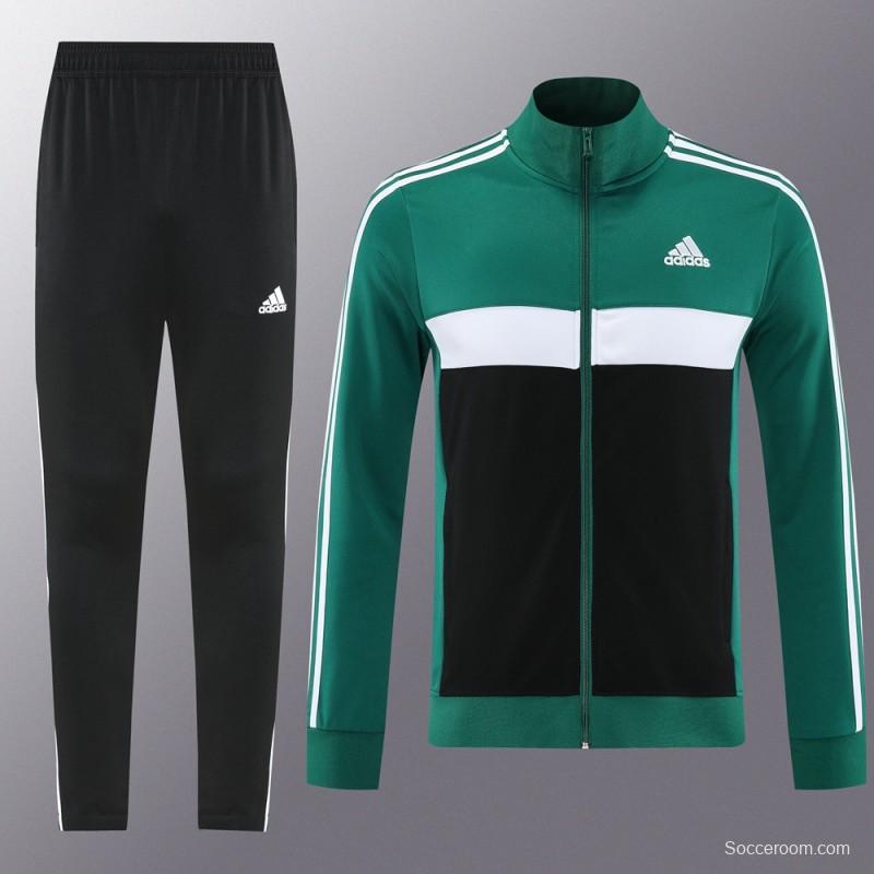 2025 Adidas Green/Black Full Zipper Jacket +Long Pants
