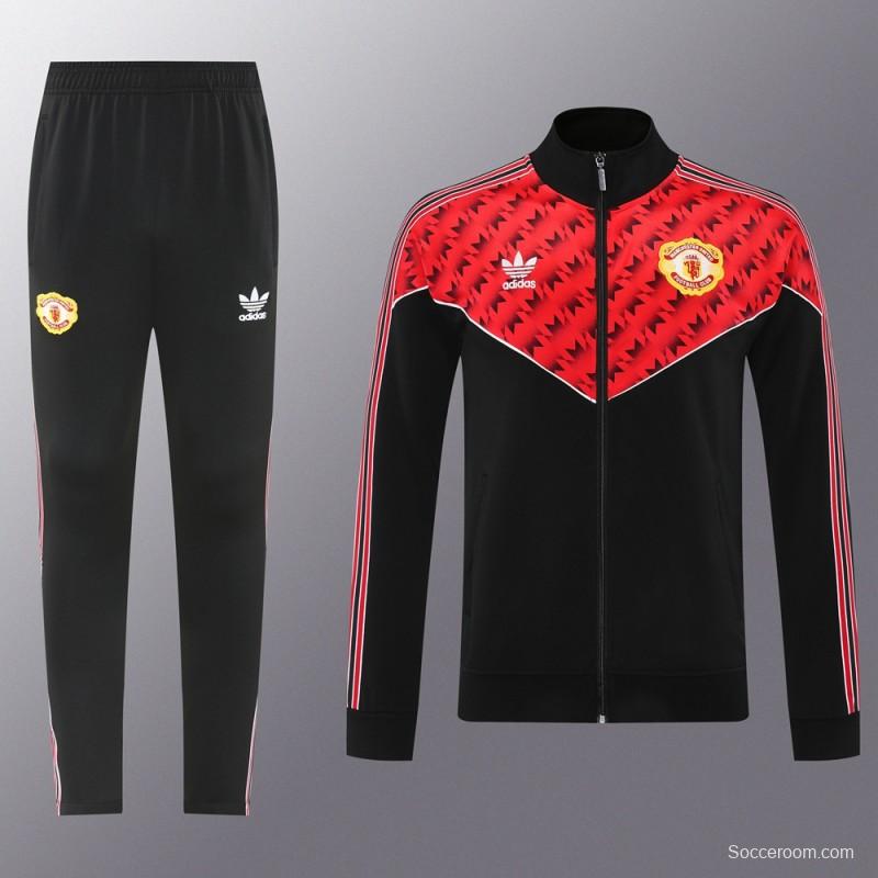 25/26 Manchester United Red/Black Full Zipper Jacket +Long Pants