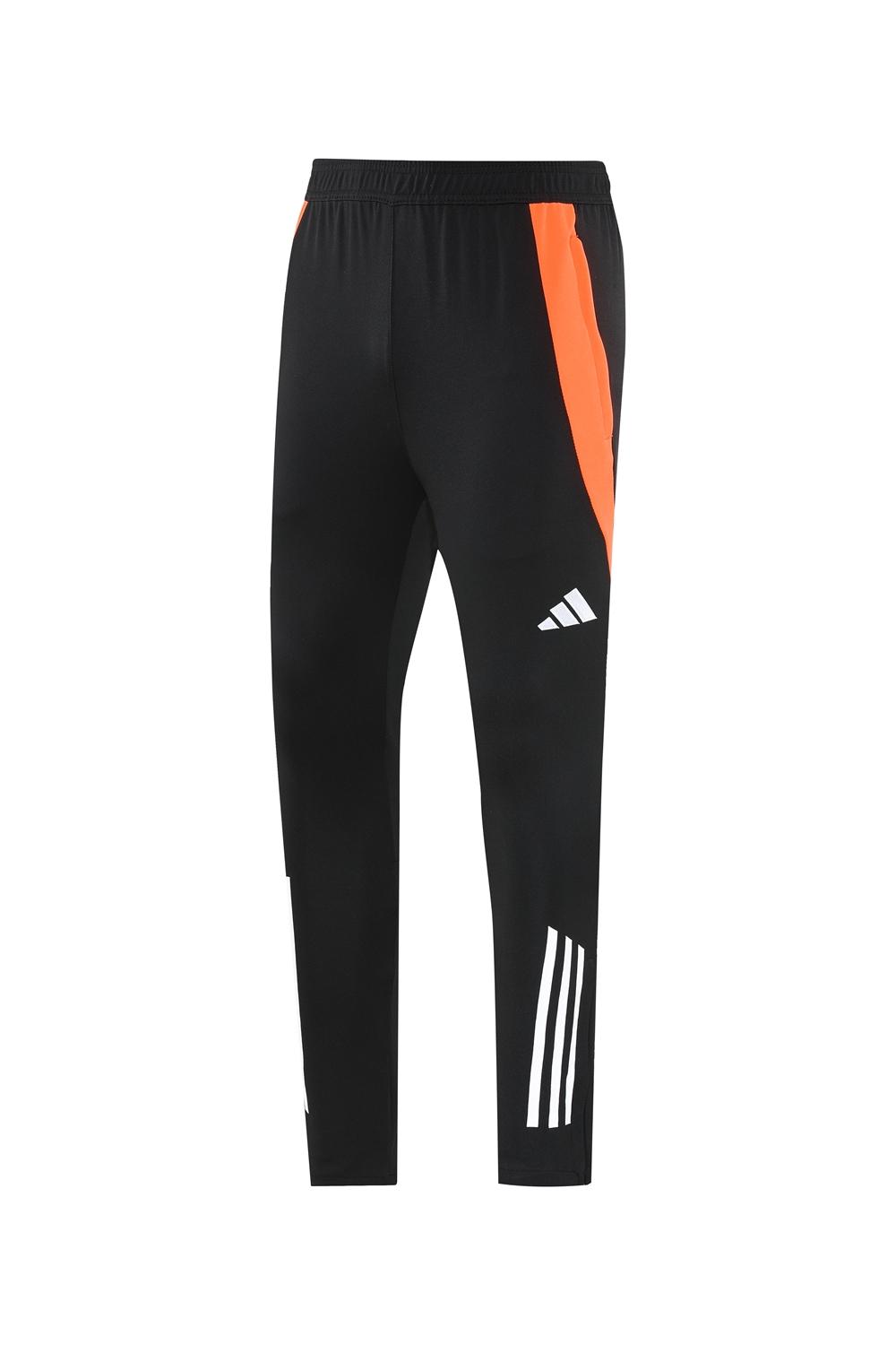2025 Adidas Dark Grey & Black with Leopard Print Pattern and Orange Accents Half Zipper Jacket +Long Pants