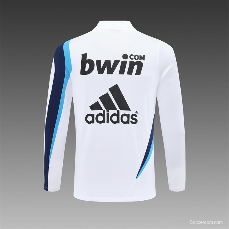Retro 09/10 Real Madrid White Half Zipper Jacket