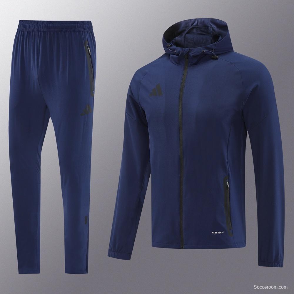 25/26 Adidas Navy Hoodie Full Zipper Jacket + Long Pants