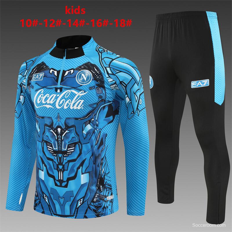 25/26 Kids Napoli Light Blue Camouflage Half Zipper Jacket+Long Pants