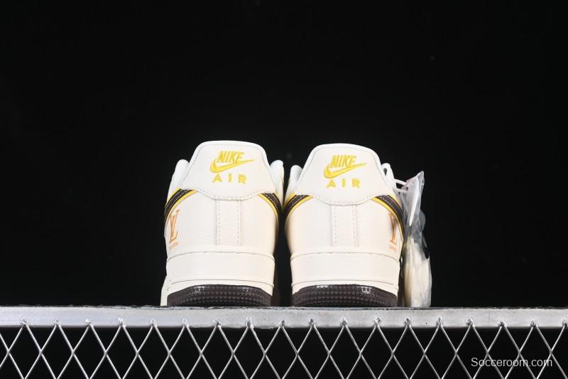 Nike Air Force 1 '07 Low LV Collaboration Beige Brown Patchwork Casual Sneakers - DD1982-302