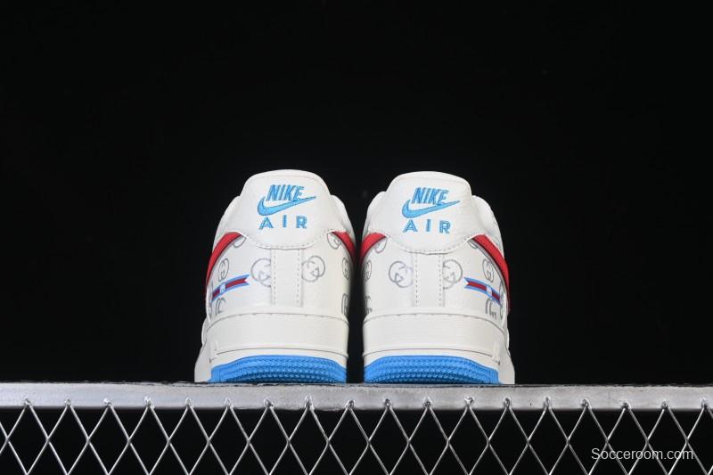 Nike Air Force 1'07 Low Gucci Collaboration White Red Blue Low-Top Casual Sneakers - SC0601-572