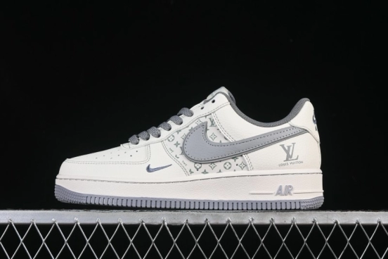 Nike Air Force 1 '07 Low LV Collaboration Printed Beige Swoosh Casual Low-Top Sneakers - HH7518-079