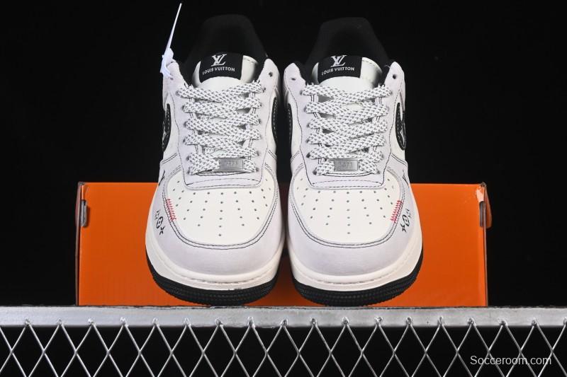 Nike Air Force 1 '07 Low LV Collaboration Black Swoosh Woven Label Casual Sneakers - CX5050-Y23