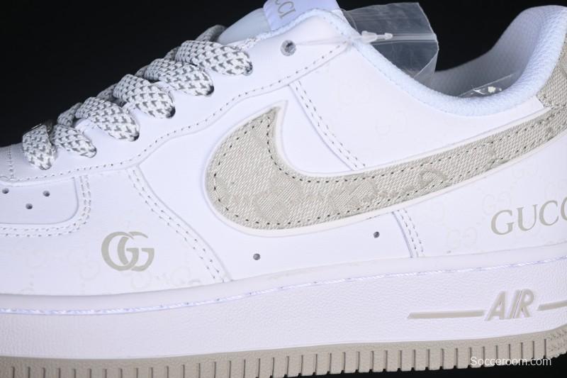 Nike Air Force 1 '07 Low Gucci Collaboration Light Gray Denim Glow-in-the-Dark Low-Top Casual Sneakers - XX3168-197