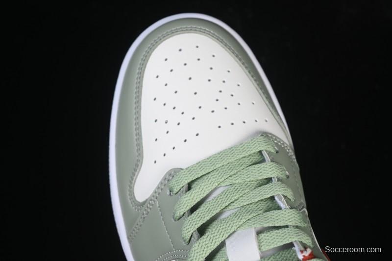 Nike Air Jordan 1 Low AJ1 White Green Red Low-top Casual Skate Shoes - 553558-133