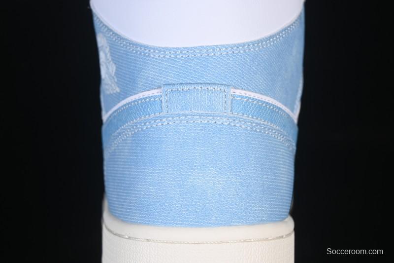 Nike Air Jordan 1 Mid Retro Denim Blue Casual Sneakers - HQ2005-100