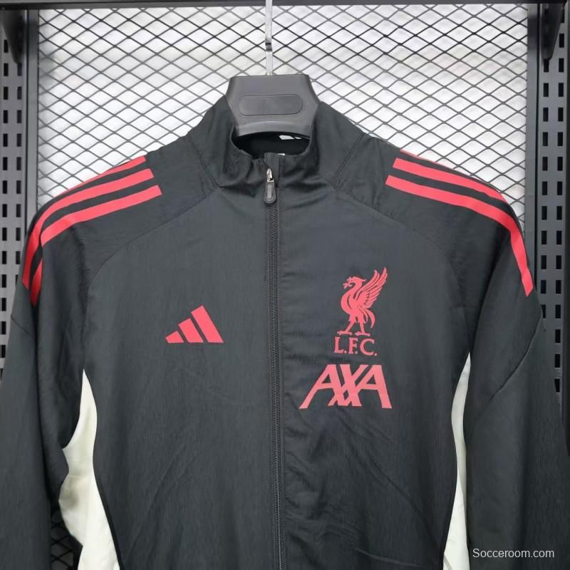 25/26 Liverpool Black Windbreaker (with Inner Lining)