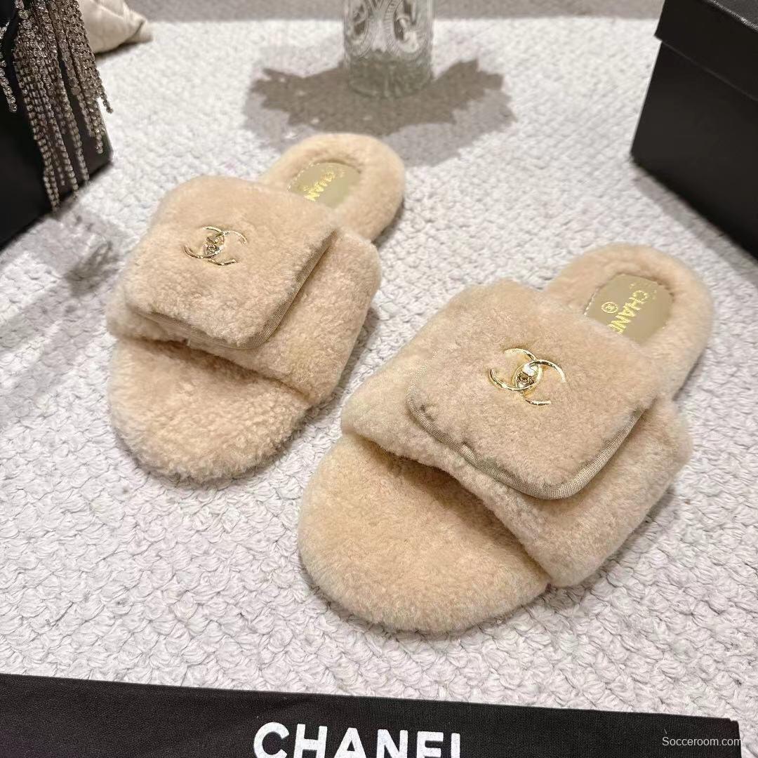 Chanel 2025/SS Slingback Lock Buckle Butterfly Fur Slippers - LY00250