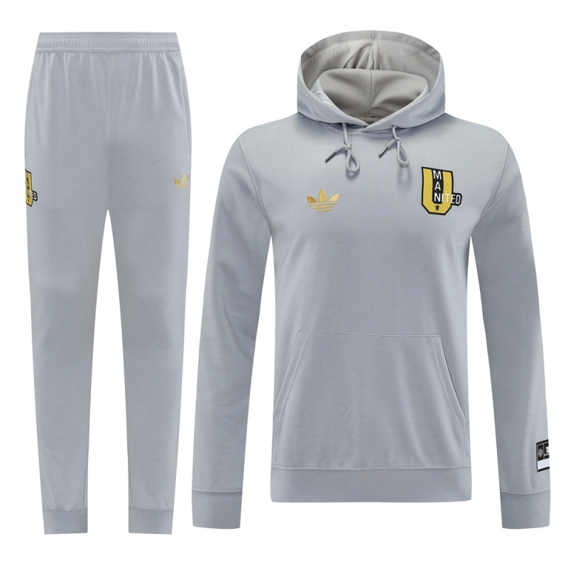 25/26 Manchester United Gray Half Zipper Jacket+Long Pants S-2XL