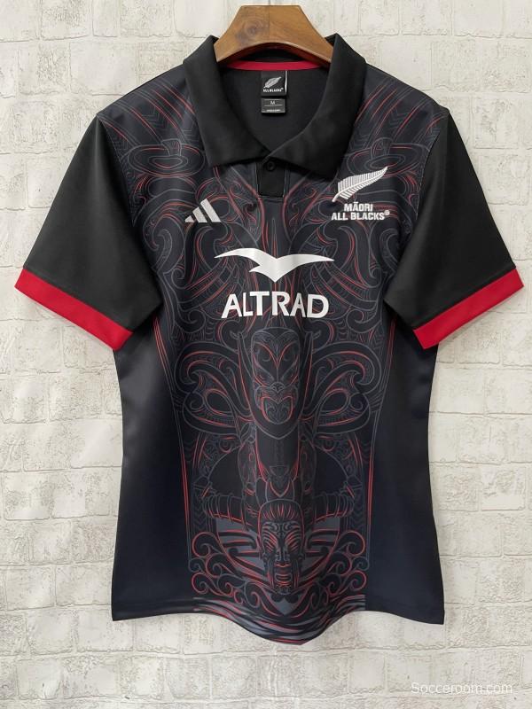 2026 Māori All Blacks Black with Māori Tiki Carving Jersey