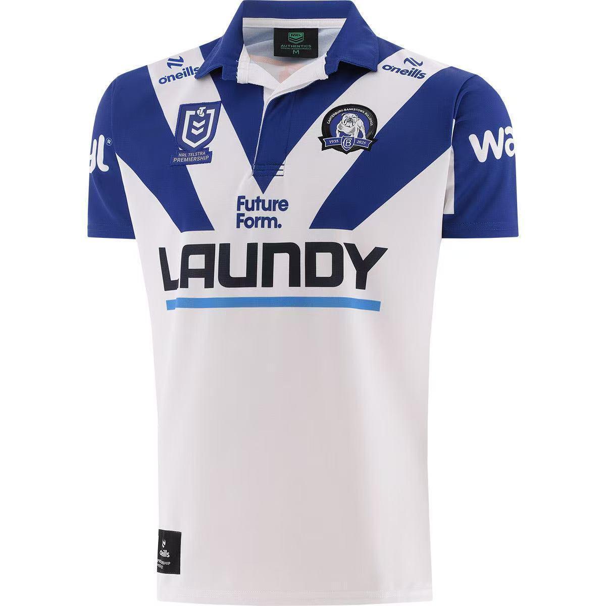 25/26 Canterbury-Bankstown Bulldogs White with Blue V-Pattern Jersey