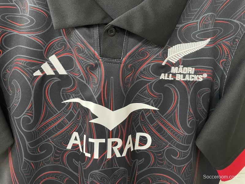 2026 Māori All Blacks Black with Māori Tiki Carving Jersey