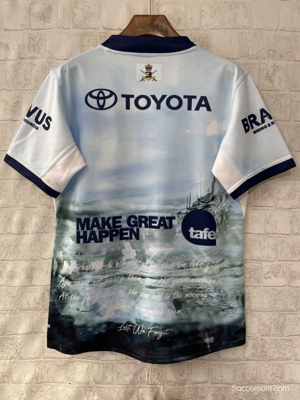 25/26 North Queensland Cowboys White with ANZAC Gallipoli Commemorative Jersey