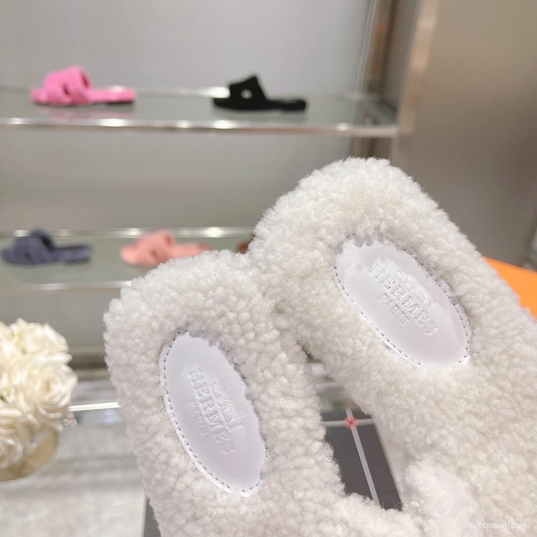 H Teddy Wool H Slippers Flat Sole - LY00240