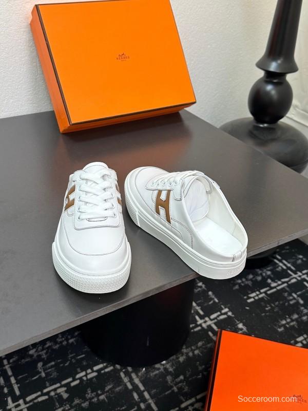 Hermes Deep Series Couple White Sneakers Casual Skate Shoes - AS00320