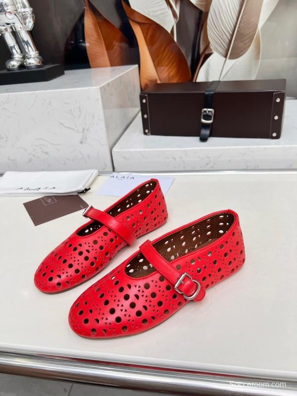Alaia 2025/SS Perforated Ballet Flats - LY00320